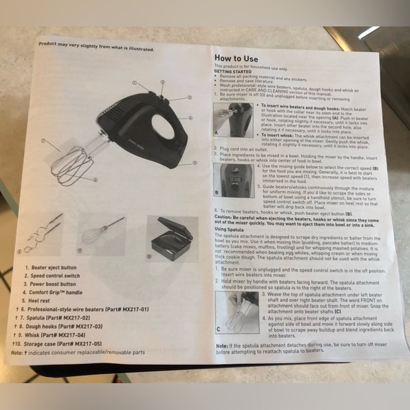 Mixer-Black & Decker-MX217-portable mixer-250-watt-like new - Picture 5 of 7